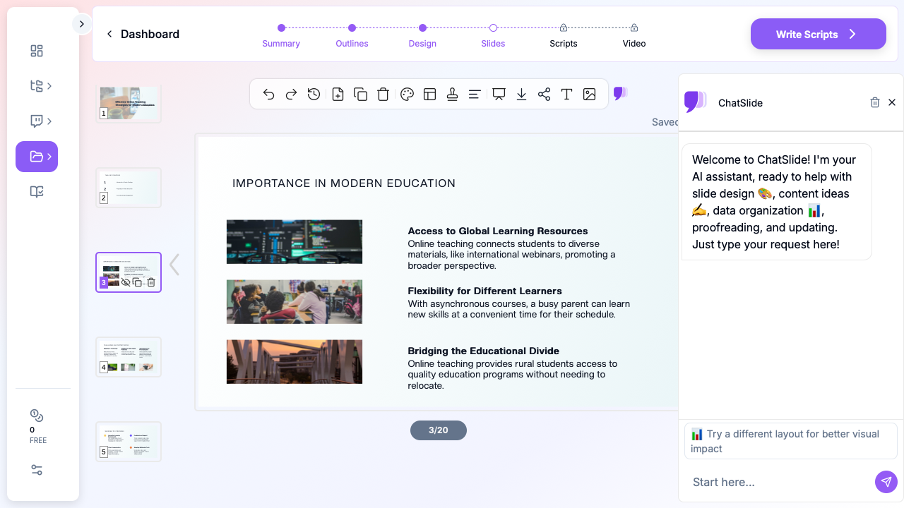 ChatSlide展示AI自动生成的专业演示文稿