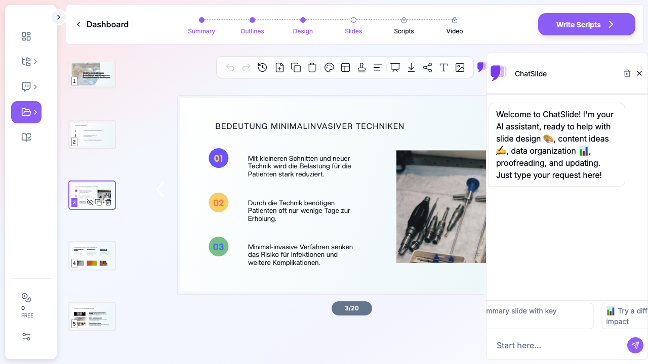 ChatSlide zeigt eine medizinische Konferenzpräsentation