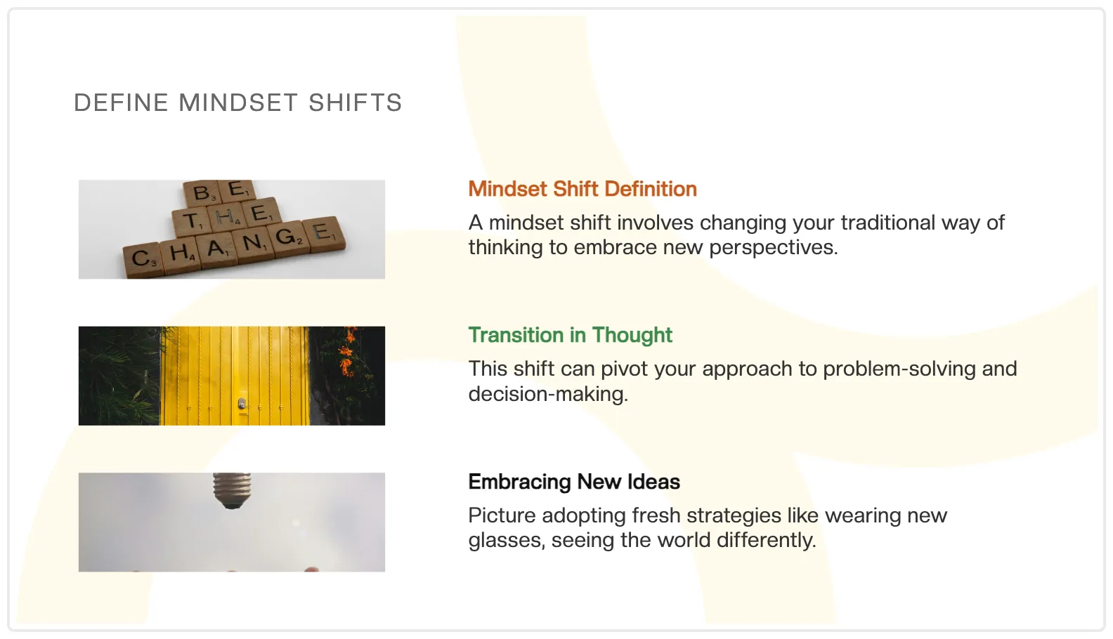 Lead-magnet carousel — 5 Mindset Shifts That Transform Your Coaching Results